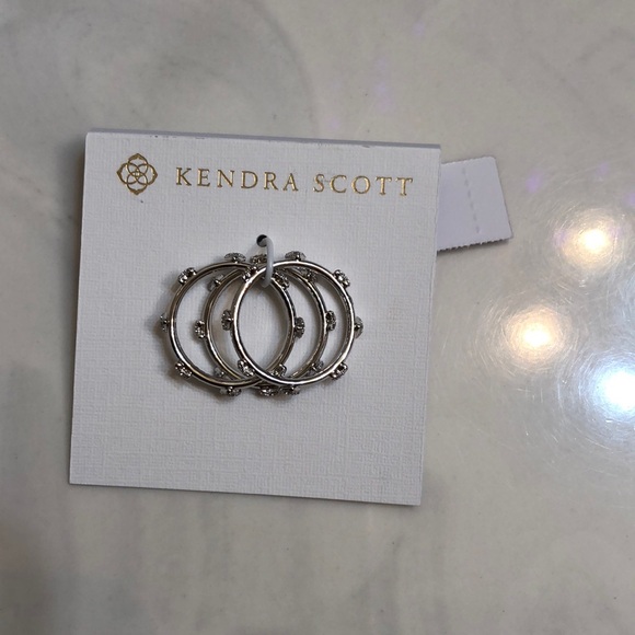 Kendra Scott Silver Tone Haven Heart 3PC Stackable Ring Set Size 7 Crystal NWT - Picture 1 of 16